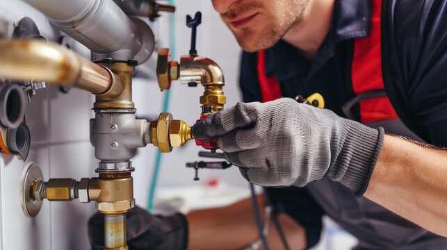 Professional plumber at work